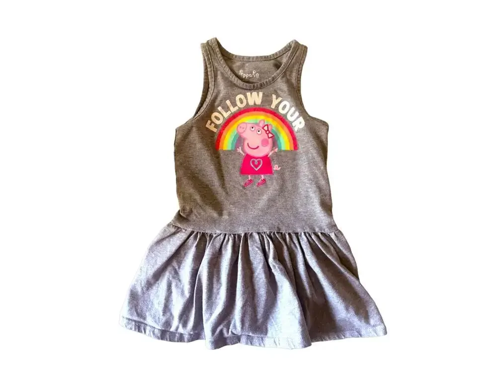 Peppa Pig Girls Gray Rainbow Tank Dress Size 3T